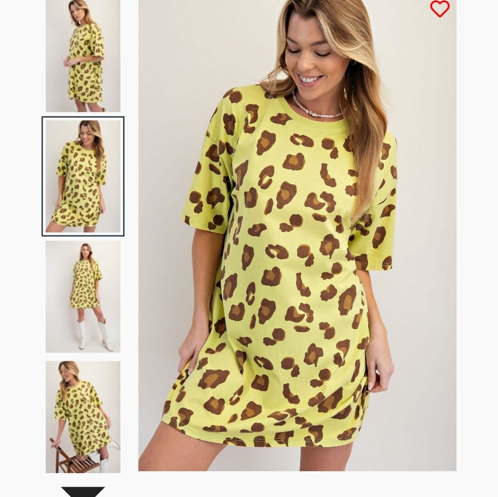 NWT! Easel Leopard Print T-Shirt Dress Oversized Lg